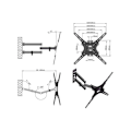 Pikkukuva 2 / 5: TV-seinäteline 26-55 tuumaa vaakasuoralla kuplalla, VESA 400 x 400mm, kääntyvä 180°, kallistuva -5°12° (Max. 30 kg) KLB