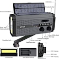 Miniatyrbillede 6 af 7: Bærbar solradio, AM/FM håndsvingradio med genopladelig 5000 mAh
