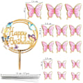 Miniatyrbillede 2 af 5: Pink Butterfly Kagepynt, 16stk Butterfly Cupcake Toppers