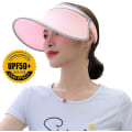Miniatyrbilde 2 av 5: Rosa solhatt med UPF50+ solbeskyttelse, anti-UV solhatt for kvinner, sommer solhatt med UV-beskyttelse, tom tak Strand Reise lang sidehette