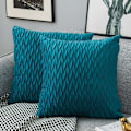 Miniatyrbilde 1 av 5: Fløyel putetrekk 45x45cm for stue sofa, sett med 6 ensfargede firkantede putetrekk soveromsdekorasjon, turkis KLB