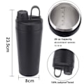 Miniatyrbillede 2 af 5: Rustfrit Protein Shaker Flaske i Rustfrit Stål Isoleret til at Holde Varmt/Koldt Sort