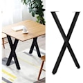 Miniatyrbillede 2 af 5: 2 stk. Metal spisebordben 28 tommer X-form Industrielle stil bordben med justeringspuder Mat sort KLB