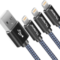 Miniatyrbilde 1 av 7: iPhone-kabel [2m/3-pakning] Lynkabel, iPhone-lader, nylonflettet KLB