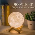 Miniatyrbilde 2 av 6: 3D Månelampe, LED Nattlys 3 Farger Touch Luna Lampe, 15cm/5.9 Tommer Dia KLB