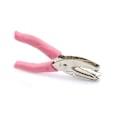 Miniatyrbilde 2 av 8: Håndholdt hullmaskin, med rosa håndtak (hjerte), hullmaskin, håndlaget, A4-papir, dokumenter,