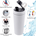 Miniatyrbillede 3 af 5: Rustfrit Protein Shaker Flaske i Rustfrit Stål Holder Varmt/Koldt Hvid