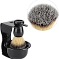 Miniatyrbillede 2 af 6: Sæt til barbering med skål, børste og holder i rustfrit stål