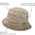 Miniatyrbillede 3 af 5: UltraKey Bucket Hat, Bredskygget Vasket Denim Bomulds Udendørs Solhat Flad Top Cap