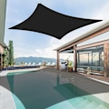 Miniatyrbillede 5 af 5: Rektangulær skygge sejl 4x5m sort, vandtæt markise UV-beskyttelse til have terrasse udendørs terrasse swimmingpool med gratis reb KLB