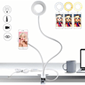 Miniatyrbillede 1 af 8: Led selfie lys med mobilholder, 3 lystilstande og 10 lysstyrkeniveauer LED KLB