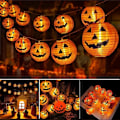 Miniatyrbillede 1 af 5: Qedertek Halloween dekoration - græskar fe lys, batteridrevet KLB