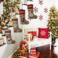Miniatyrbild 4 av 6: Ny julstrumpa jute set 4 delar broderad linne KLB