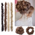 Miniatyrbild 5 av 5: XXL Choucho Hairpiece Har Hår Upp Voluminös Lockig Chignon Ljusblond HW30-