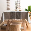 Miniatyrbild 2 av 5: Modern linne-bomullsduk, rektangulär, för rektangulära bord, heminredning (110x110cm, grå) KLB