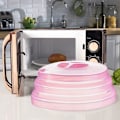 Miniatyrbillede 5 af 5: Mikrobølgeovnsdæksel, sammenklappeligt silikone mikrobølgeovnsdæksel mod stænk, pink