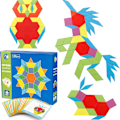 Miniatyrbild 1 av 7: Trä Mönster Block Set 130 Delar Geometriska Manipulativa Färg Form Pussel KLB