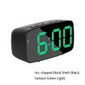 Miniatyrbillede 2 af 7: Spejl Sengebord Alarmur Batteri Stik Dual Purpose LED Ur Bueskåret Sort