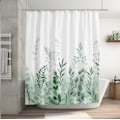 Miniatyrbillede 2 af 5: 180x200 cm Grøn Polyester Stof Bruseforhæng, Urskog, Eng, Grønne Planter, Akvarel Effekt, Anti-Mildew, Vandtæt o-