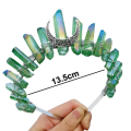Miniatyrbillede 2 af 5: Rå Krystal Tiara Krone Hovedbånd Sort Kvarts Rhinestone Måne Form11