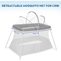 Miniatyrbilde 4 av 4: Myggnett for barneseng/vugger/reiseseng/ekstraseng/parasollseng for baby, fint mesh-stoff, enkelt å installere, (hvit, 96 x 55 cm) KLB