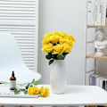 Miniatyrbillede 3 af 5: Kunstige roser silkeblomster buket hjemmekontor bryllupsarrangementer gul (10 stk) KLB
