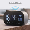 Miniatyrbild 3 av 4: Trådlös Bluetooth LED-väckarklocka med dubbla högtalare och spegelyta