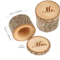 Miniatyrbillede 2 af 5: Par af træ vielsesring æsker (diameter 6 cm, MRS, MR), med ring æskeholdere til opbevaring under bryllupsforlovelser og Valentinsdag