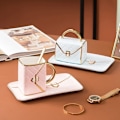 Miniatyrbillede 5 af 5: Håndtaskeformet kreativ keramisk kop og underkop porcelænsbakke pink