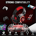 Miniatyrbild 8 av 8: Headset med mikrofon för PS4 Xbox One, Surroundljud Svart Röd