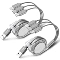 Miniatyrbild 1 av 7: 2-pack multi USB-laddningskabel, 3-i-1, hopfällbar, multipel