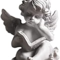 Miniatyrbillede 2 af 5: Resin Kerub Engel Have Statue, Charmerende Engel Skulptur, Mindesmærke Statue til