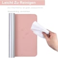 Miniatyrbild 7 av 8: Skrivbordsunderlägg Dubbelsidig 80*40cm PU Bordsskydd Rosa + Silver