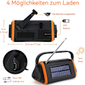 Miniatyrbild 2 av 5: TKOOFN Solardynamo vevradio FM, bärbar multifunktionell utomhusnyhet