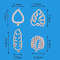 Miniatyrbild 3 av 4: 2 set med 4 i 1 tropiska blad fondant kakform kakform
