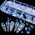 Miniatyrbillede 5 af 6: 12 Gitter Flad Formet Manicure Rhinestone Negledekoration 08