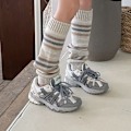 Miniatyrbild 3 av 5: Dammode Horisontella Ränder Färgblockering Stickad Beige KLB
