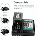 Miniatyrbild 3 av 5: 3A DC18RC Ersättnings Li-Ion Laddare för Makita 14.4V 18V BL1830 BL1840 BL1850 BL1815 BL1430 LXT400 EU Snabbladdare KLB