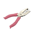 Miniatyrbilde 3 av 8: Håndholdt hullmaskin, med rosa håndtak (hjerte), hullmaskin, håndlaget, A4-papir, dokumenter,
