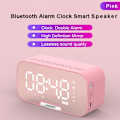 Miniatyrbild 5 av 5: Trådlös Bluetooth-högtalare Spegelklocka Mini Väckarklocka Rosa