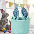 Miniatyrbilde 5 av 5: Kurv Seersucker Egg Hunt Bunny Oppbevaringsgave