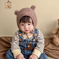 Miniatyrbild 5 av 5: Baby virkad mössa Toddler söt björnöron mössa Toddler pojkar flickor kaffe KLB