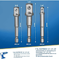 Miniatyrbild 2 av 5: S&R Hylshållare Adaptrar på Borrskruvdragare Slagskruvdragare. Set om 3 Fyrkantschuck Adaptrar 1/4\", 1/2\", 3/8\" i Krom Vanadin (Ljusgrå) KLB