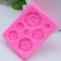 Miniatyrbillede 4 af 5: Lille, mellem og stor 7 stykker 3D roser og blomster silikoneforme flip sukker chokolade kage sæt form