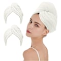 Miniatyrbild 5 av 5: 3-pack (grå, rosa, blå) mikrofiberhårhandduk, superabsorberande, snabbtorkande, twistturban med knappar, badögla, fäst hatt för salongstorkning av hår
