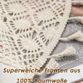 Miniatyrbillede 2 af 6: Bistro gardin, boho kort gardin, beige med kvaster, panelgardiner, KLB