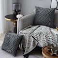 Miniatyrbilde 2 av 5: Fløyel putetrekk 45x45cm for stue sofa, sett med 2 ensfargede firkantede putetrekk soveromsdekorasjon, grå KLB