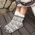 Miniatyrbillede 4 af 5: Slipper Sokker, 2 Par Skridsikre Gulvsokker med Langt Rør Sløjfe KLB