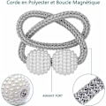 Pikkukuva 3 / 5: Magneettiset verhotangot, keinotekoiset helmet, 2 kpl (harmaa)