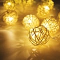 Miniatyrbilde 4 av 7: Rattan-lyslenke med solcelle, varm hvit, 20 LED, 5M, 8 moduser, utendørs lyslenke